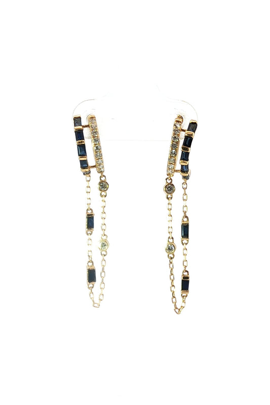 Aros  Zafiros Azules y Diamantes