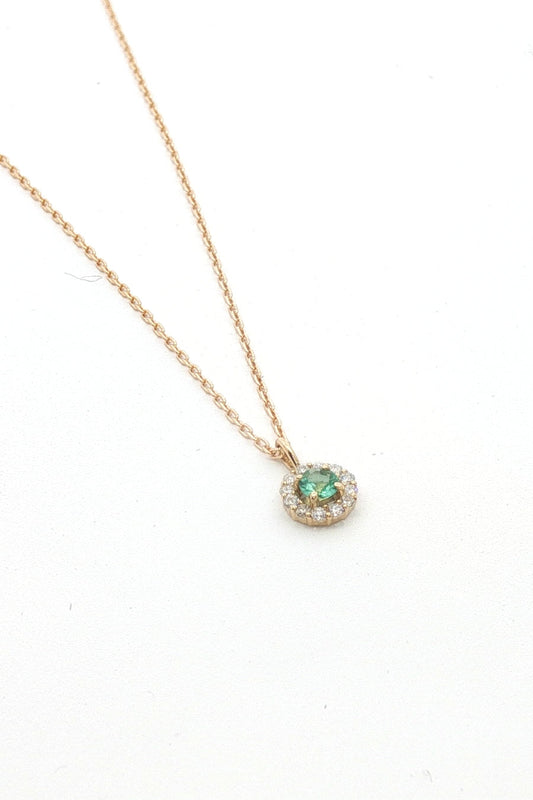 Collar Esmeralda Halo de Diamantes