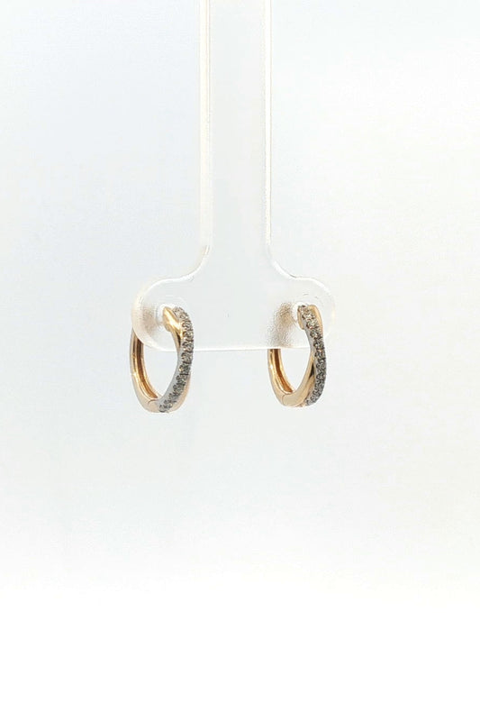 Aros Argolla Bi-Color Oro y Diamantes