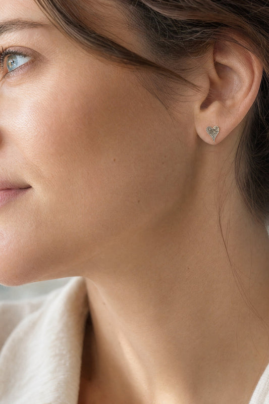 Aros Corazón Studs Diamantes