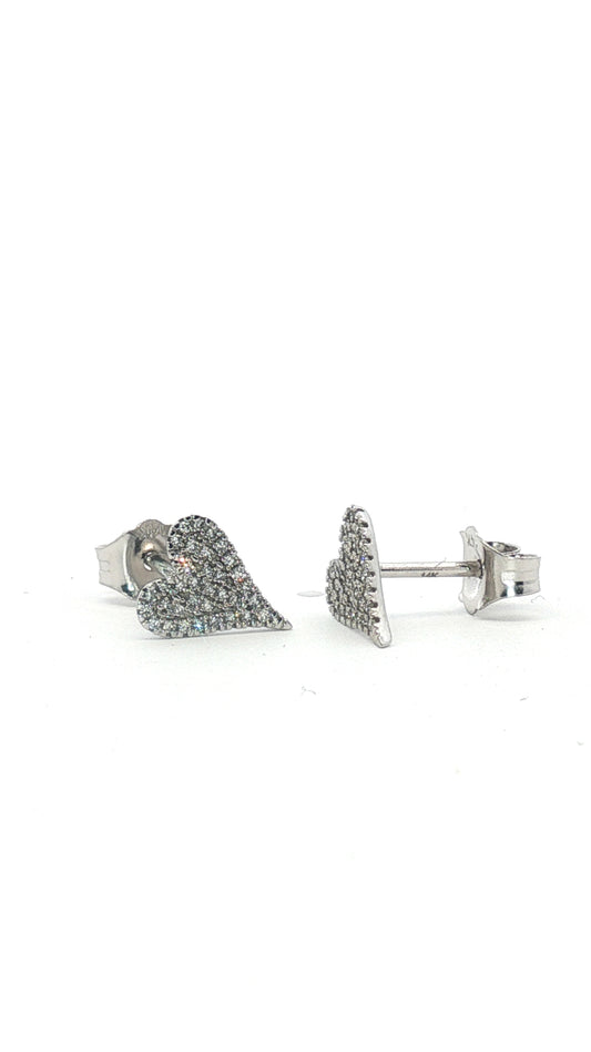 Aros Corazón Studs Diamantes