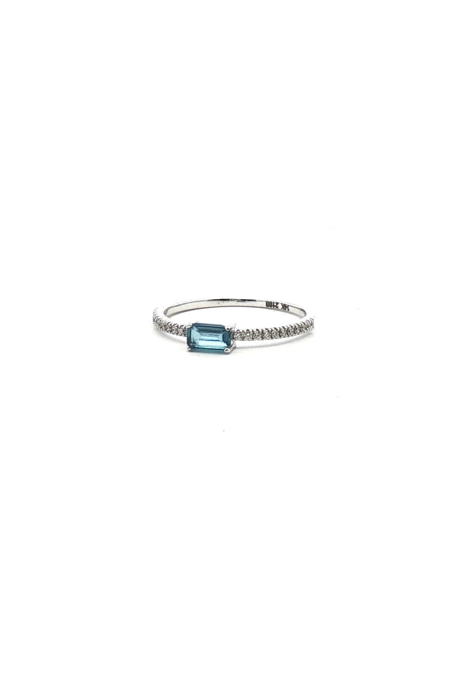 Anillo Topacio Azul y Diamantes