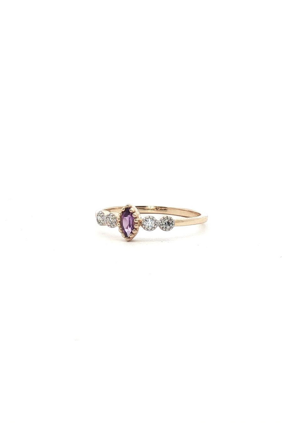Anillo Amatista Marquise y Diamantes