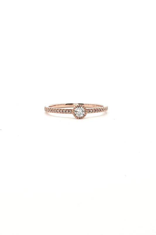 Anillo Solitario Diamante Bisel Ruleteado