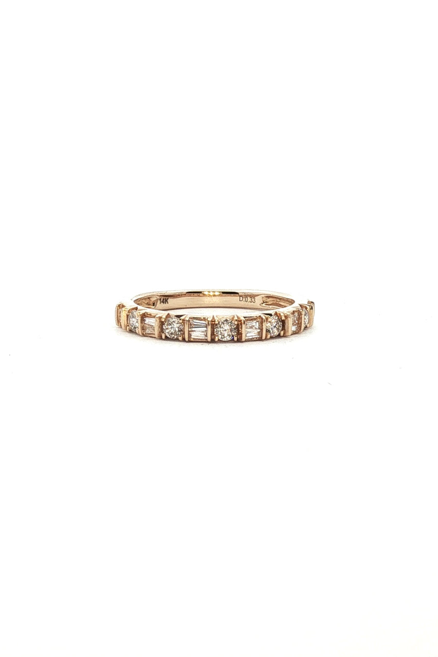 Anillo Cintillo Diamantes Corte Baguette y Brillantes