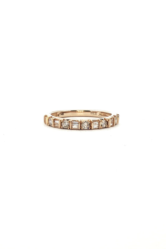 Anillo Cintillo Diamantes Corte Baguette y Brillantes