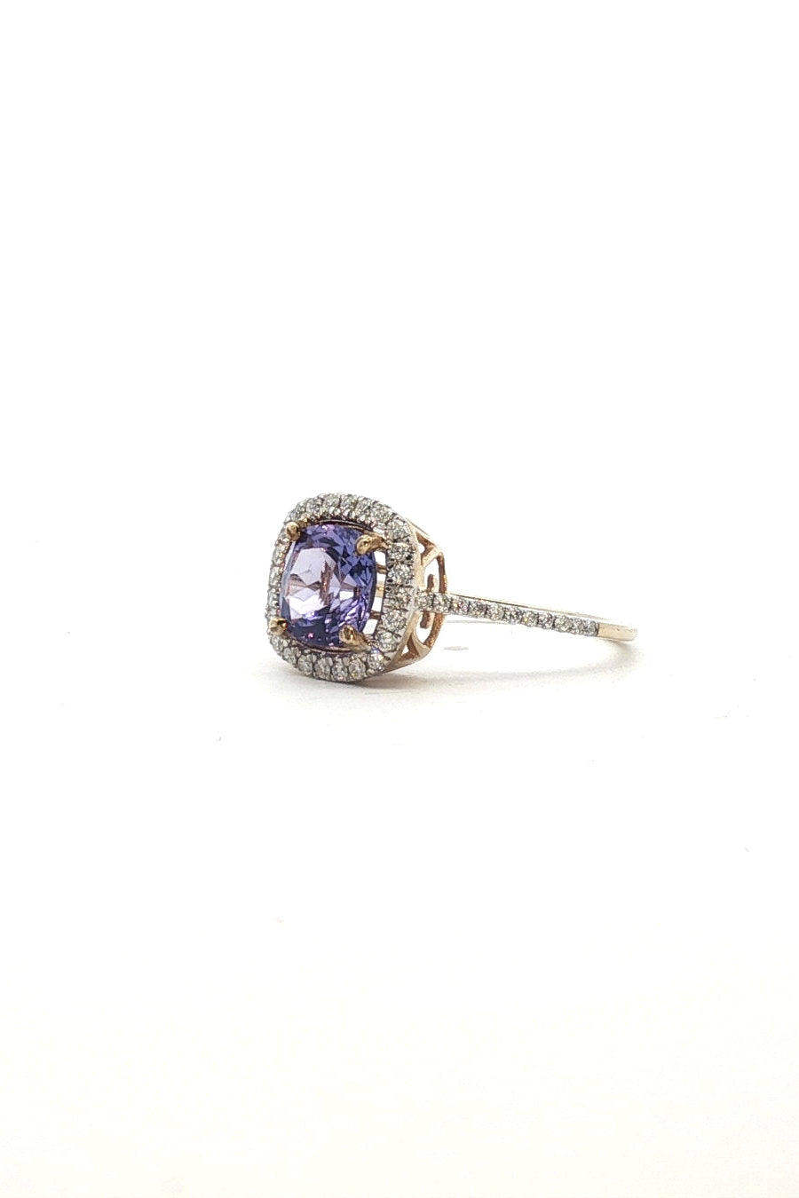 Anillo Maxi Tanzanita Halo de Diamantes