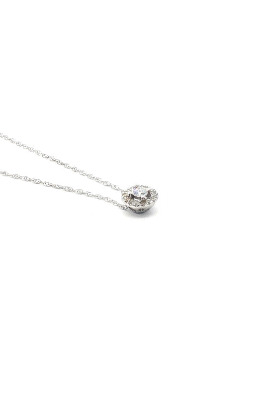 Collar Punto de Luz Halo Diamantes Desnivel