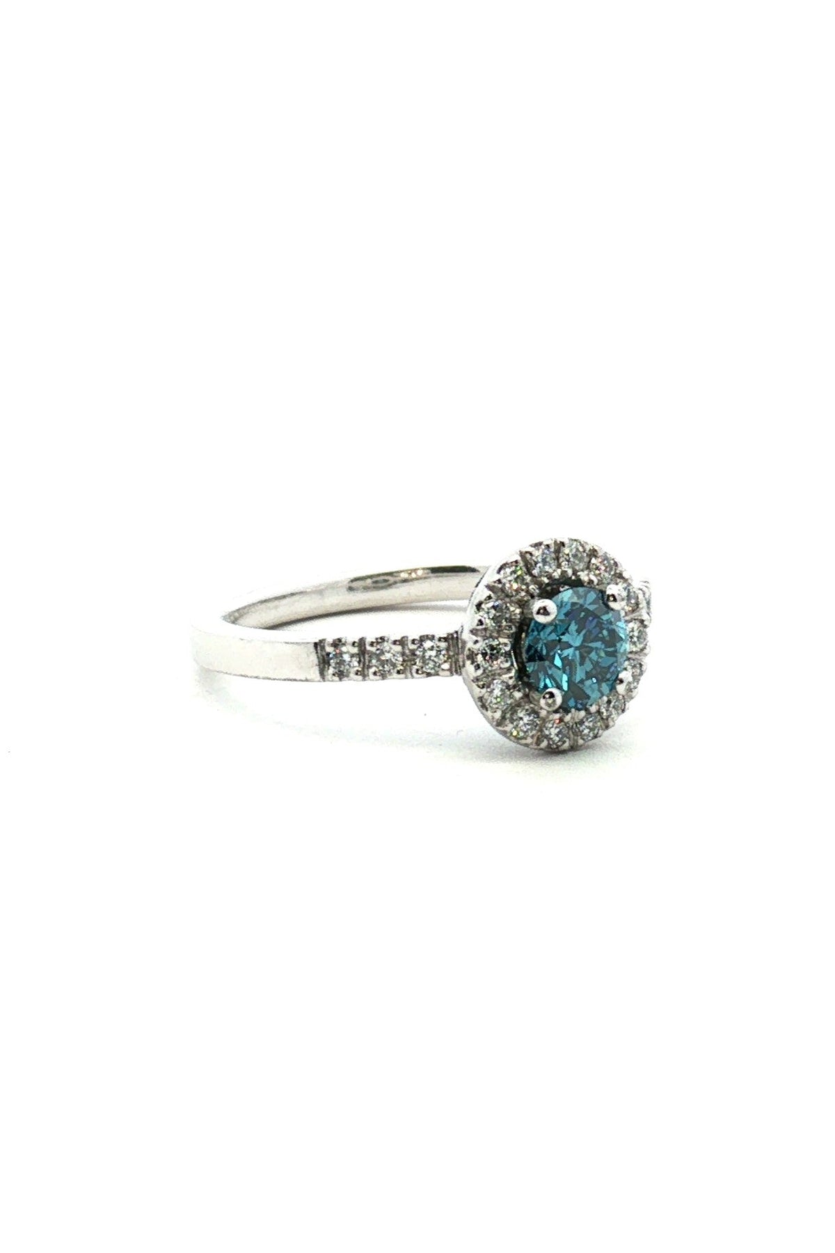 Anillo Halo Diamante Azul
