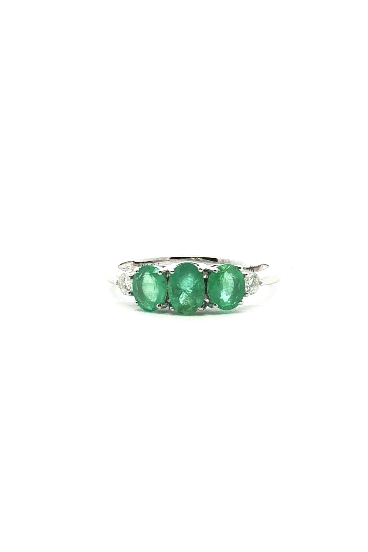 Anillo Tricillo Esmeralda y Diamantes