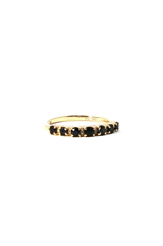 Anillo Cintillo Zafiro y Diamantes Intercalados