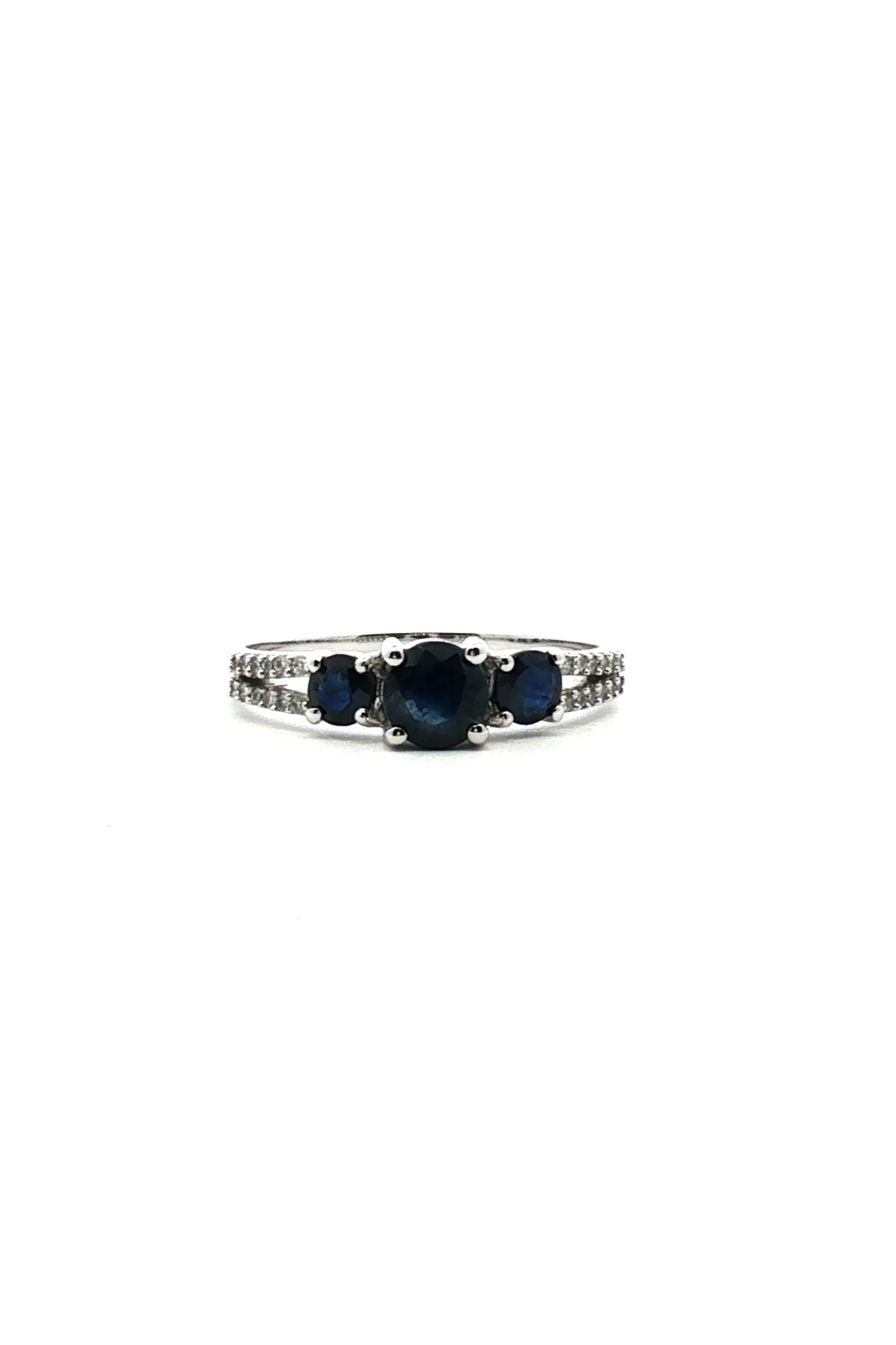 Anillo Tricillo Zafiro y Diamantes