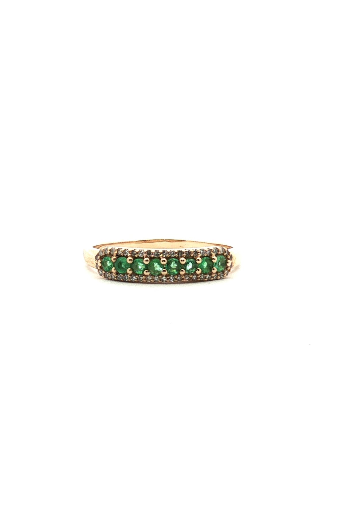Anillo Cintillo Esmeraldas y Diamantes