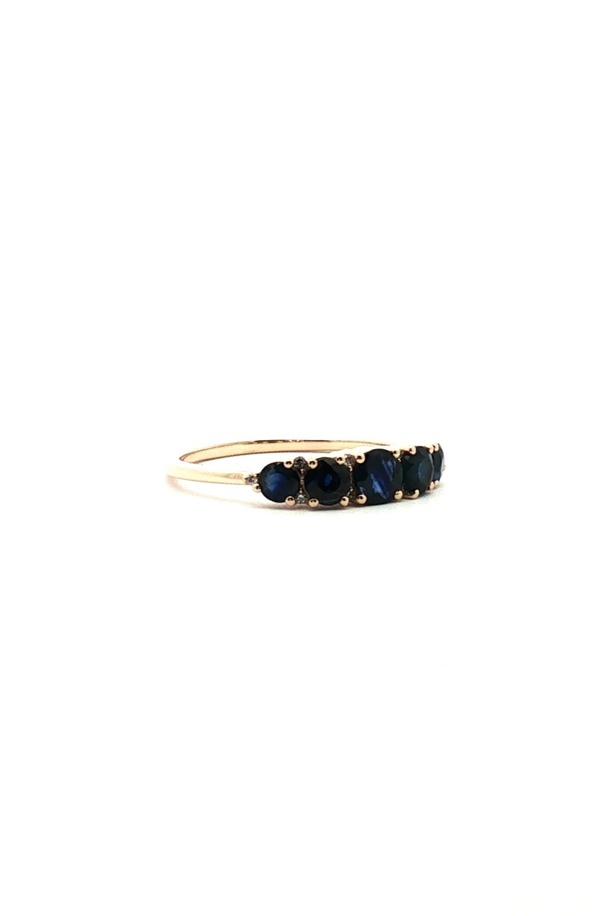 Anillo Quintillo Zafiro y Diamantes Intercalados
