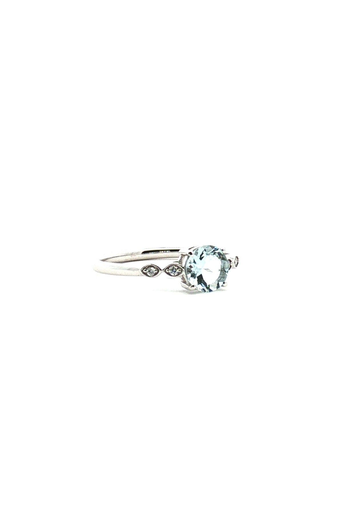 Anillo Aguamarina Argolla Ojito Diamantes