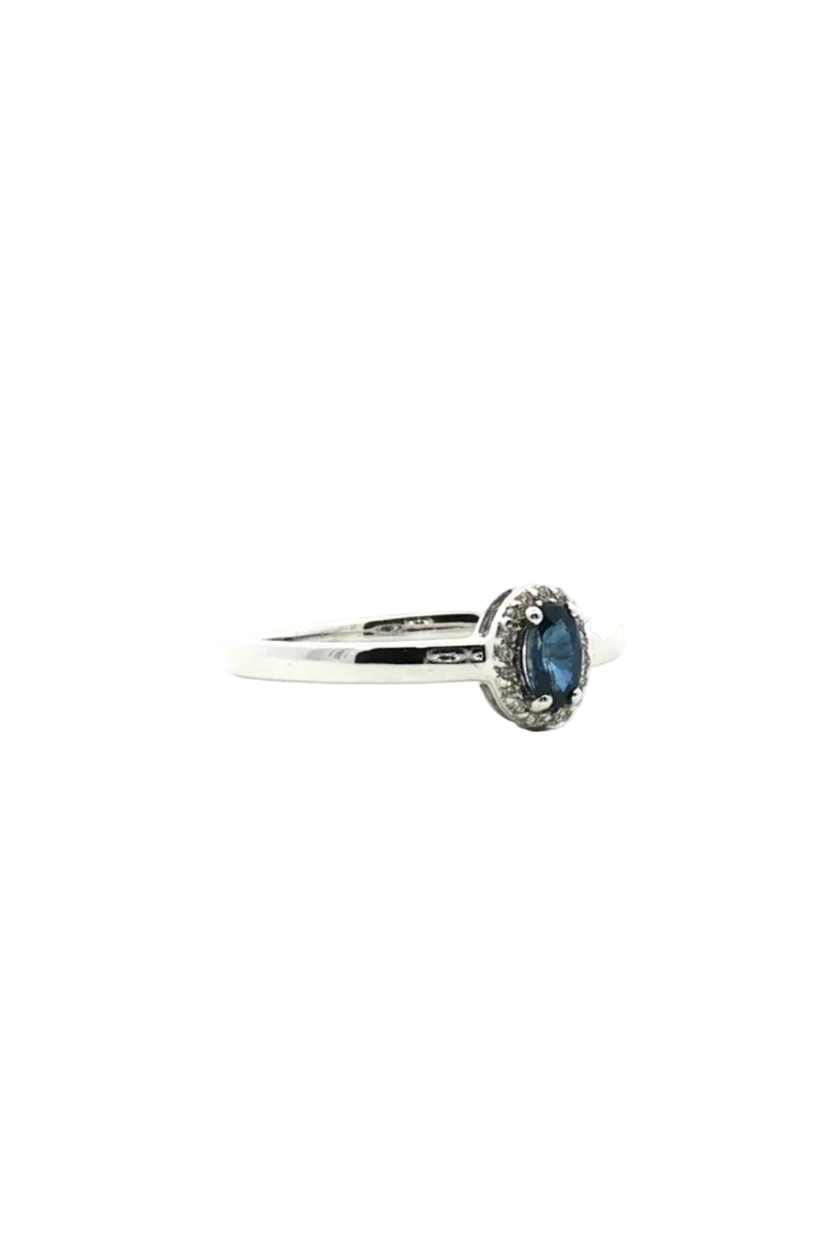 Anillo Halo Zafiro Azul 0.33ct y Diamantes