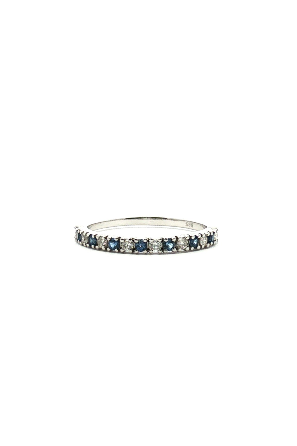 Anillo Cintillo Zafiro Azul y Diamantes