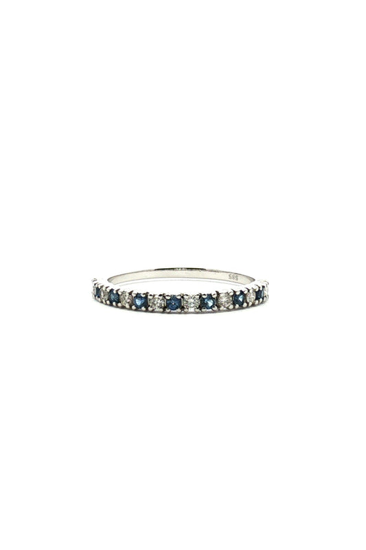 Anillo Cintillo Zafiro Azul y Diamantes