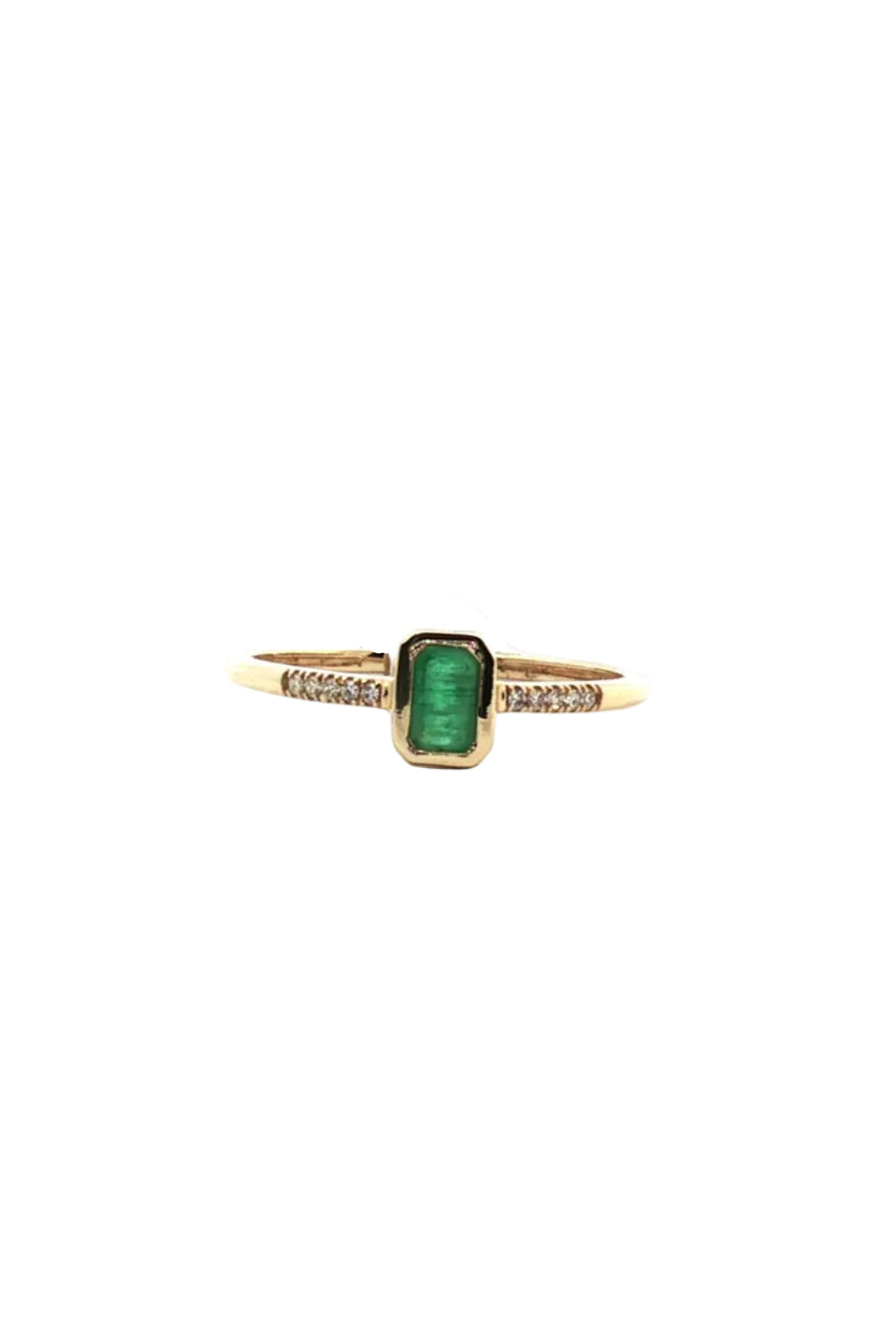 Anillo Esmeralda Bisel y Diamantes