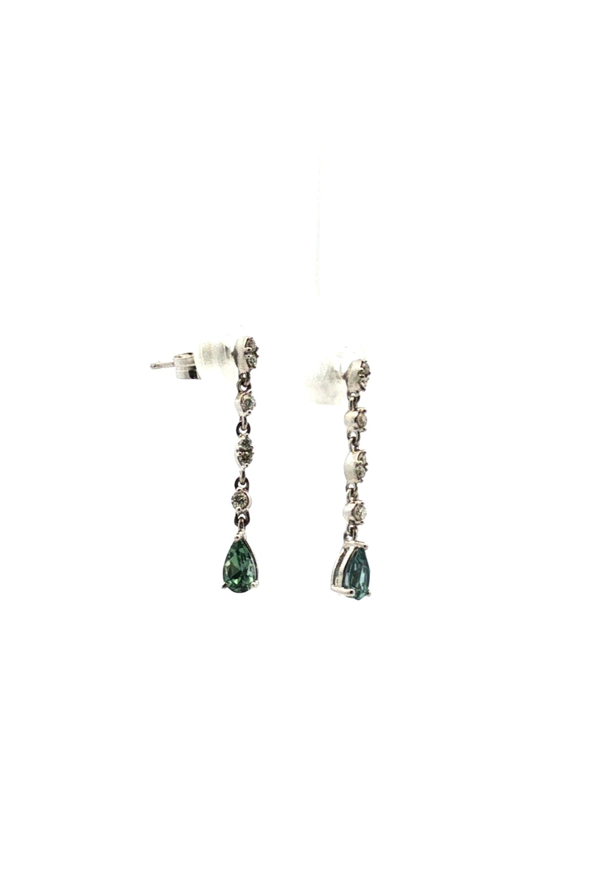 Aros Largos Diamantes y Zafiro