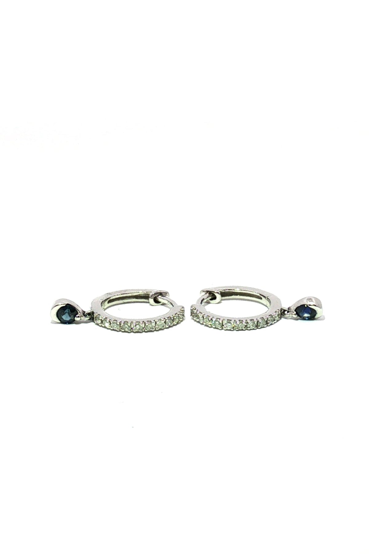 Aros Argolla Diamantes Zafiro Colgante
