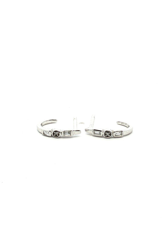 Aros Diamantes Baguette y Redondo Bisel