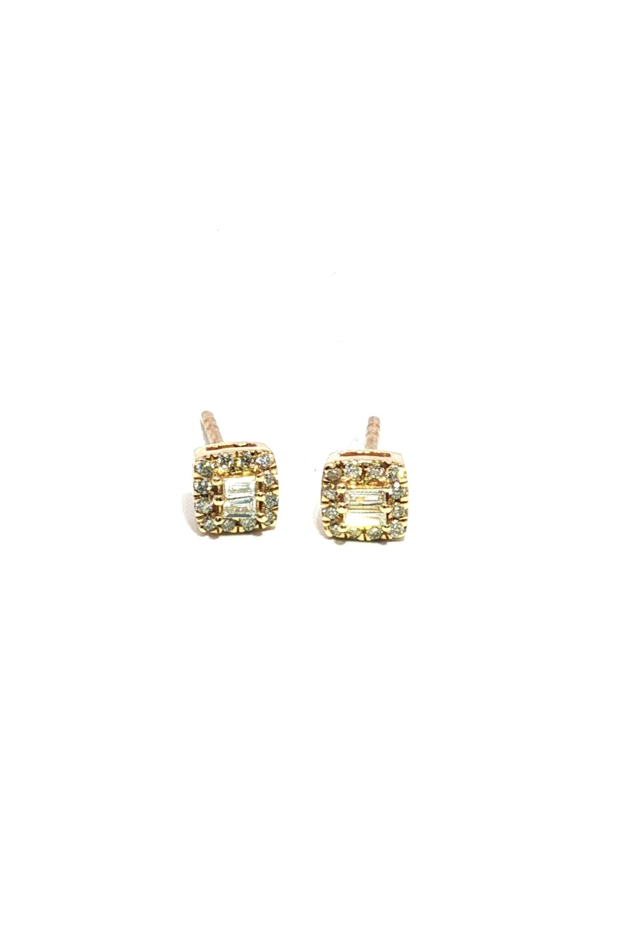 Aros Cuadrados Diamantes Cluster Baguette