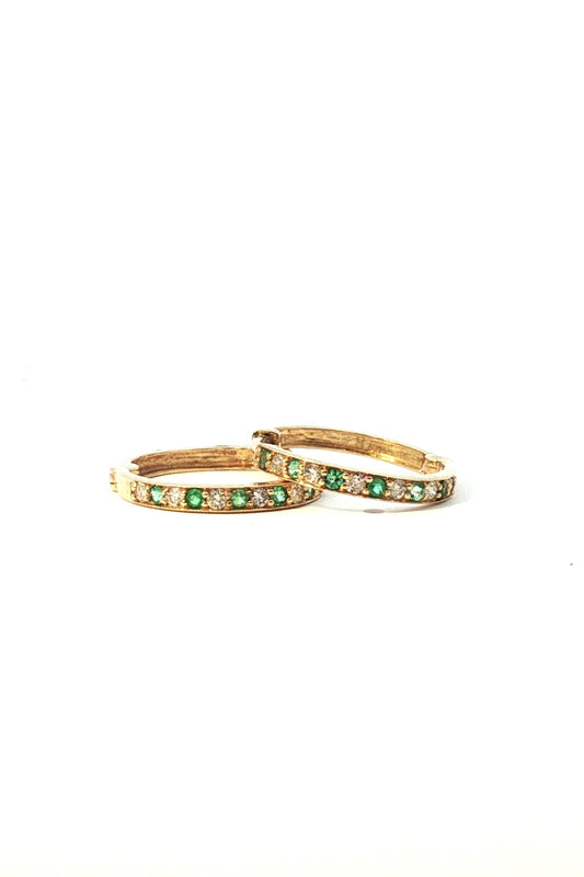 Aros Argollas Esmeraldas y Diamantes L