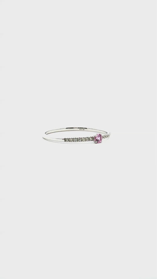 Anillo Solitario Mini Zafiro Rosado y Diamantes