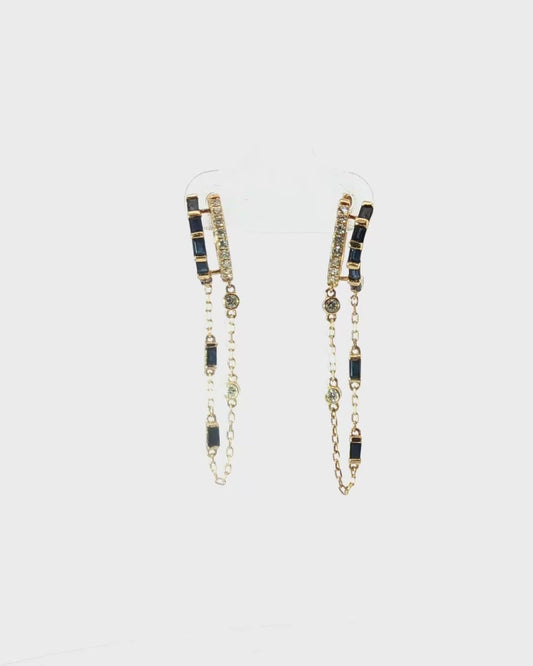 Aros  Zafiros Azules y Diamantes
