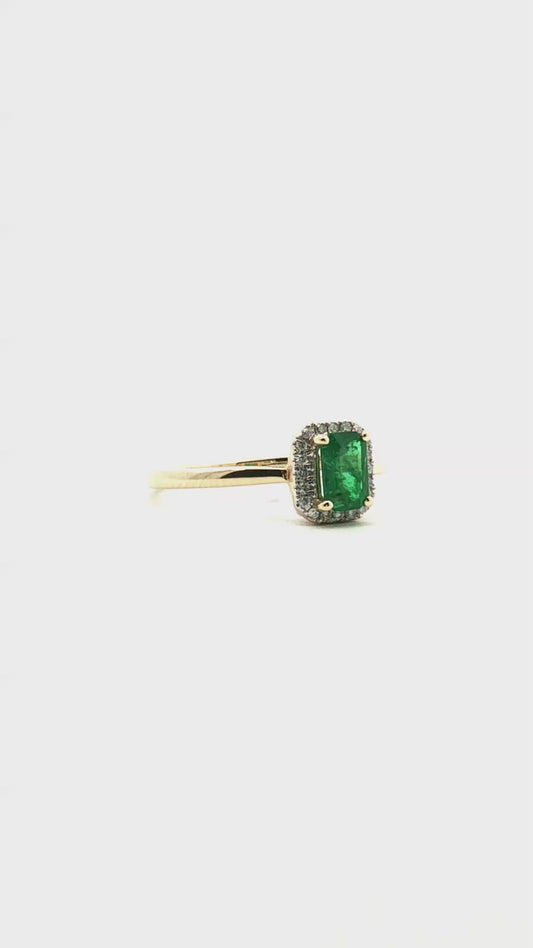 Anillo Esmeralda Halo de Diamantes