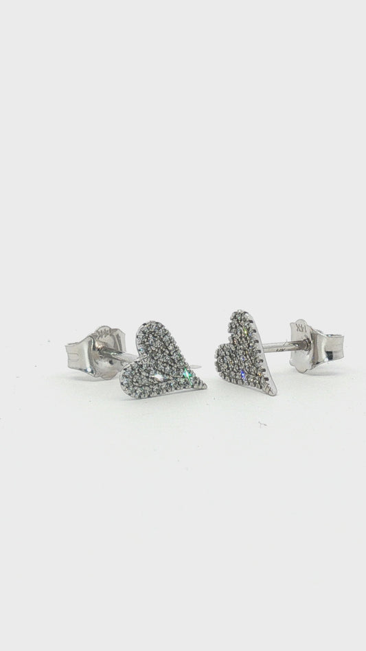 Aros Corazón Studs Diamantes