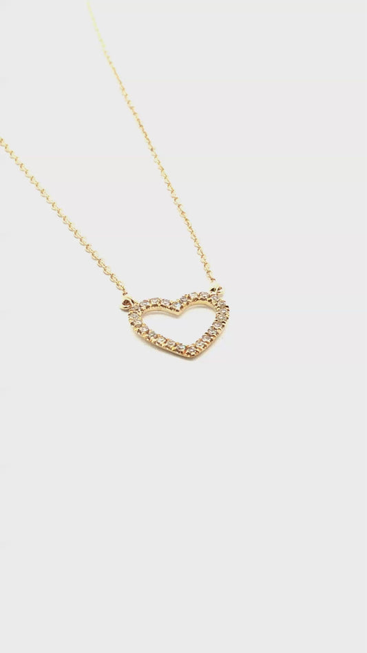 Collar Corazón Borde Diamantes