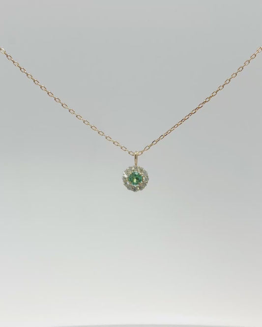 Collar Esmeralda Halo de Diamantes