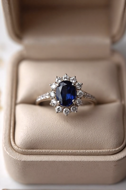 Anillo Zafiro Halo